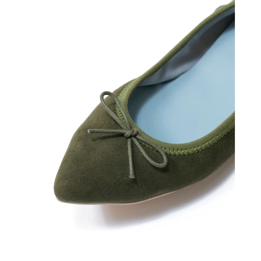 日本製【珍珠色調防水】Emma Francis尖頭平底芭蕾舞鞋 (01b-L S147) (Khaki leather suede)（カーキ レザースエード）