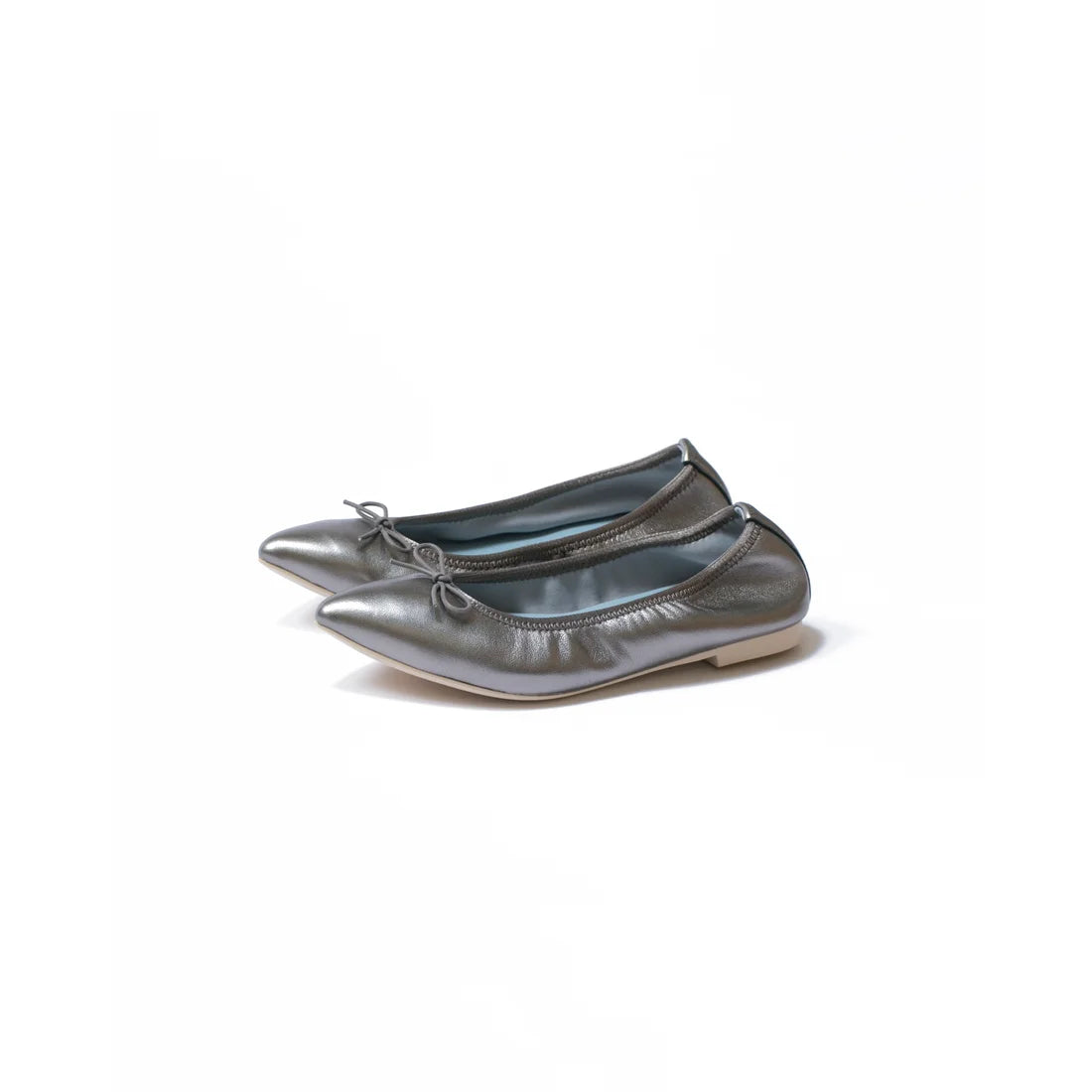 日本製【珍珠色調防水】Emma Francis尖頭平底芭蕾舞鞋(01b-L M174 )(steel leather mylar)（スチール レザーマイラー）