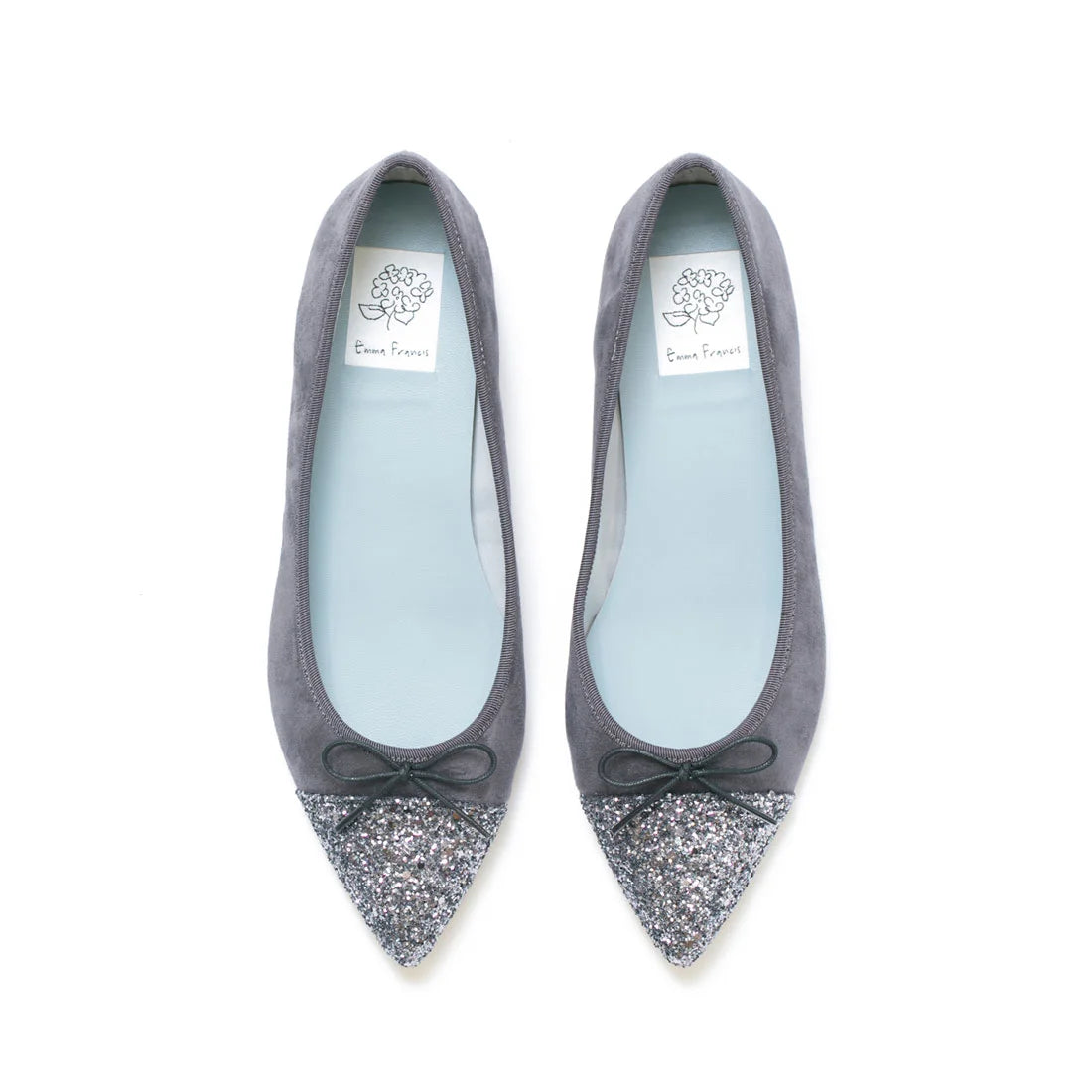 日本製 Emma Francis 絨面革尖頭平底芭蕾舞鞋 (01l-S 153)(Gray suede)（グレー スエード）