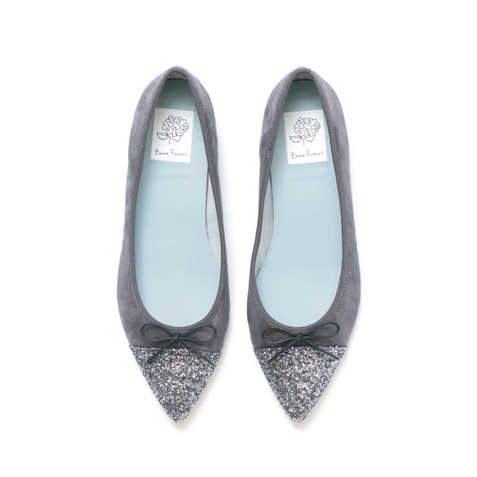 日本製 Emma Francis 絨面革尖頭平底芭蕾舞鞋 (01l-S 153)(Gray suede)（グレー スエード）