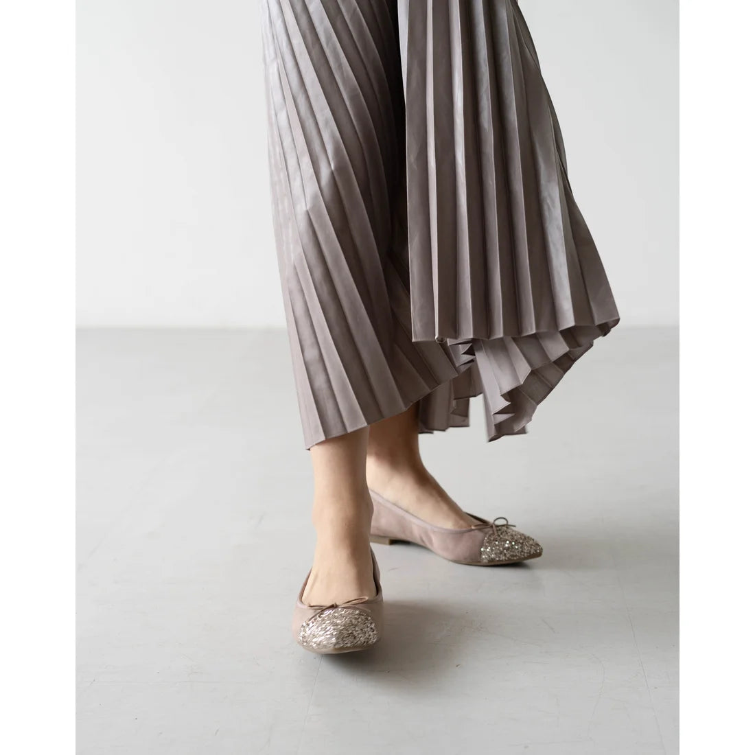 日本製 Emma Francis 絨面革尖頭平底芭蕾舞鞋 (01l-S 155)(Charcoal gray suede)（チャコールグレー スエード）