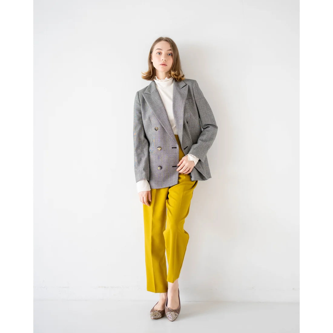 日本製 Emma Francis 絨面革尖頭平底芭蕾舞鞋 (01l-S 155)(Charcoal gray suede)（チャコールグレー スエード）