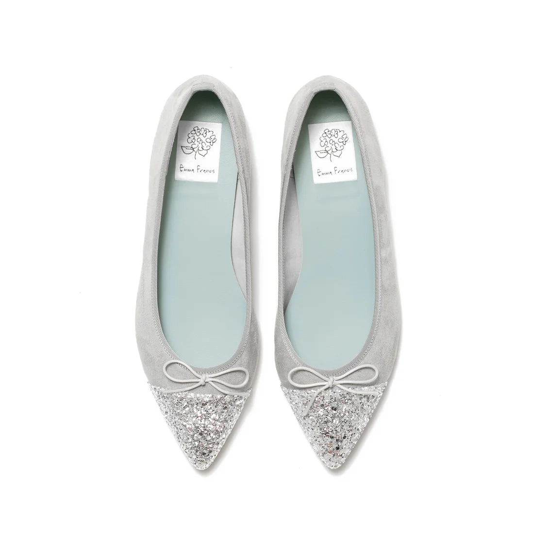 日本製 Emma Francis 絨面革尖頭平底芭蕾舞鞋 (01l-S 152)(light gray suede)(ライトグレー スエード）
