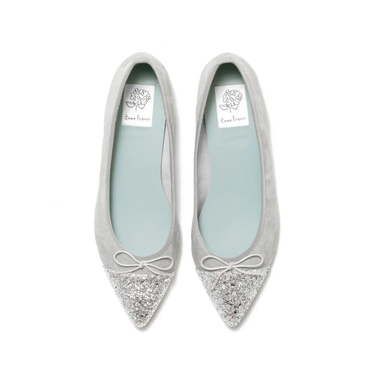 日本製 Emma Francis 絨面革尖頭平底芭蕾舞鞋 (01l-S 152)(light gray suede)(ライトグレー スエード）
