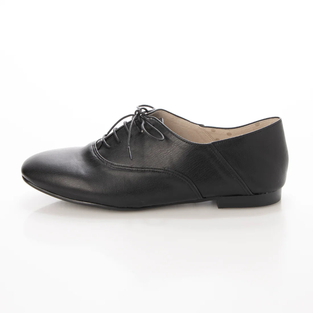 日本製 【蘋果皮】【防水】Emma Francis平底繫帶鞋（黑蘋果皮光滑）(03d-AP 101)(black apple leather smooth)(ブラック アップルレザースムース）