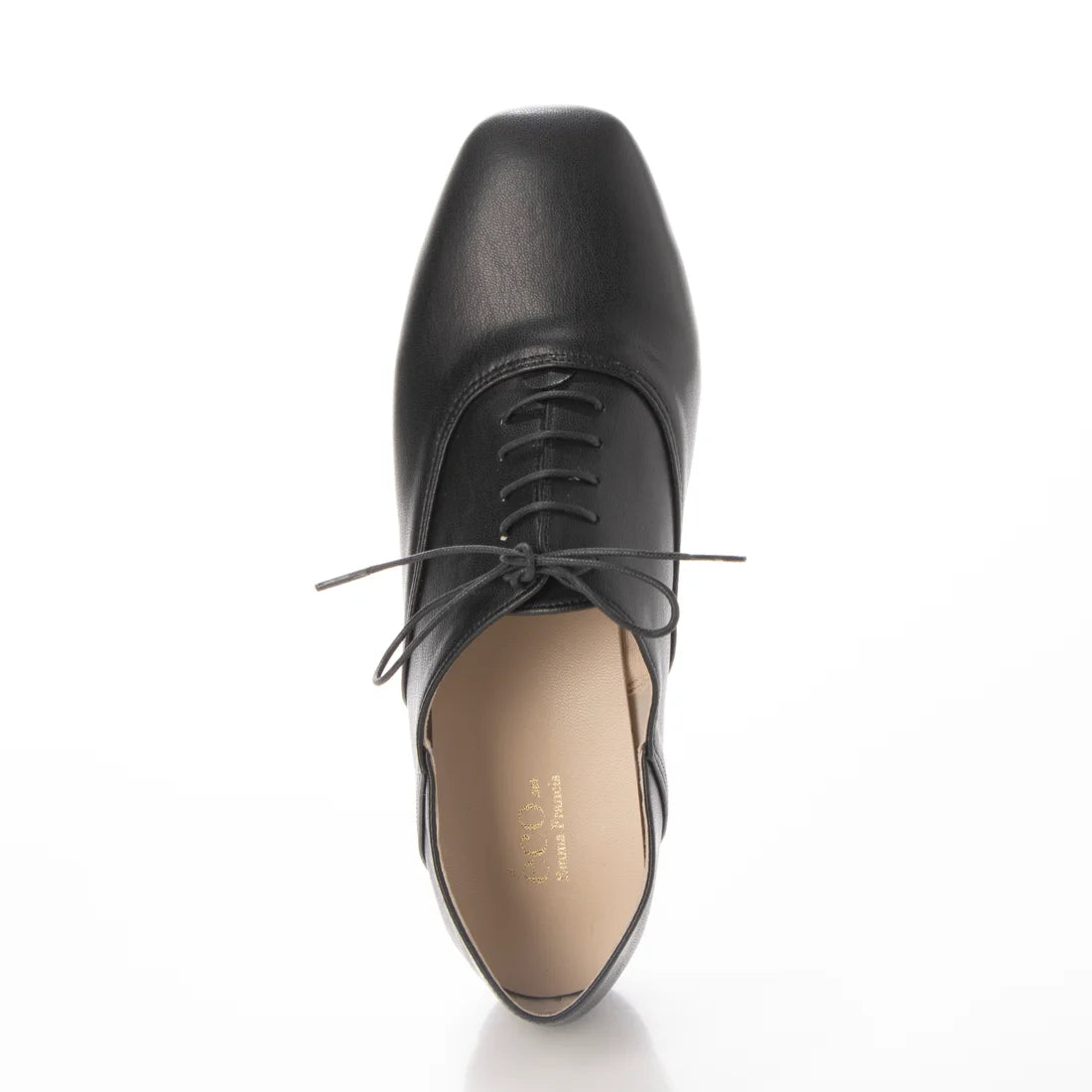 日本製 【蘋果皮】【防水】Emma Francis平底繫帶鞋（黑蘋果皮光滑）(03d-AP 101)(black apple leather smooth)(ブラック アップルレザースムース）