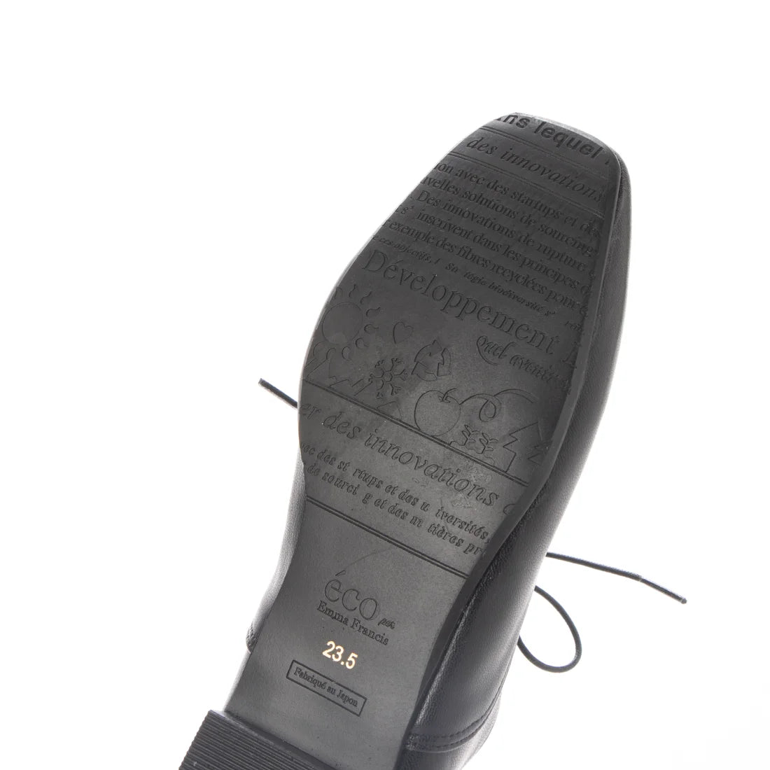 日本製 【蘋果皮】【防水】Emma Francis平底繫帶鞋（黑蘋果皮光滑）(03d-AP 101)(black apple leather smooth)(ブラック アップルレザースムース）