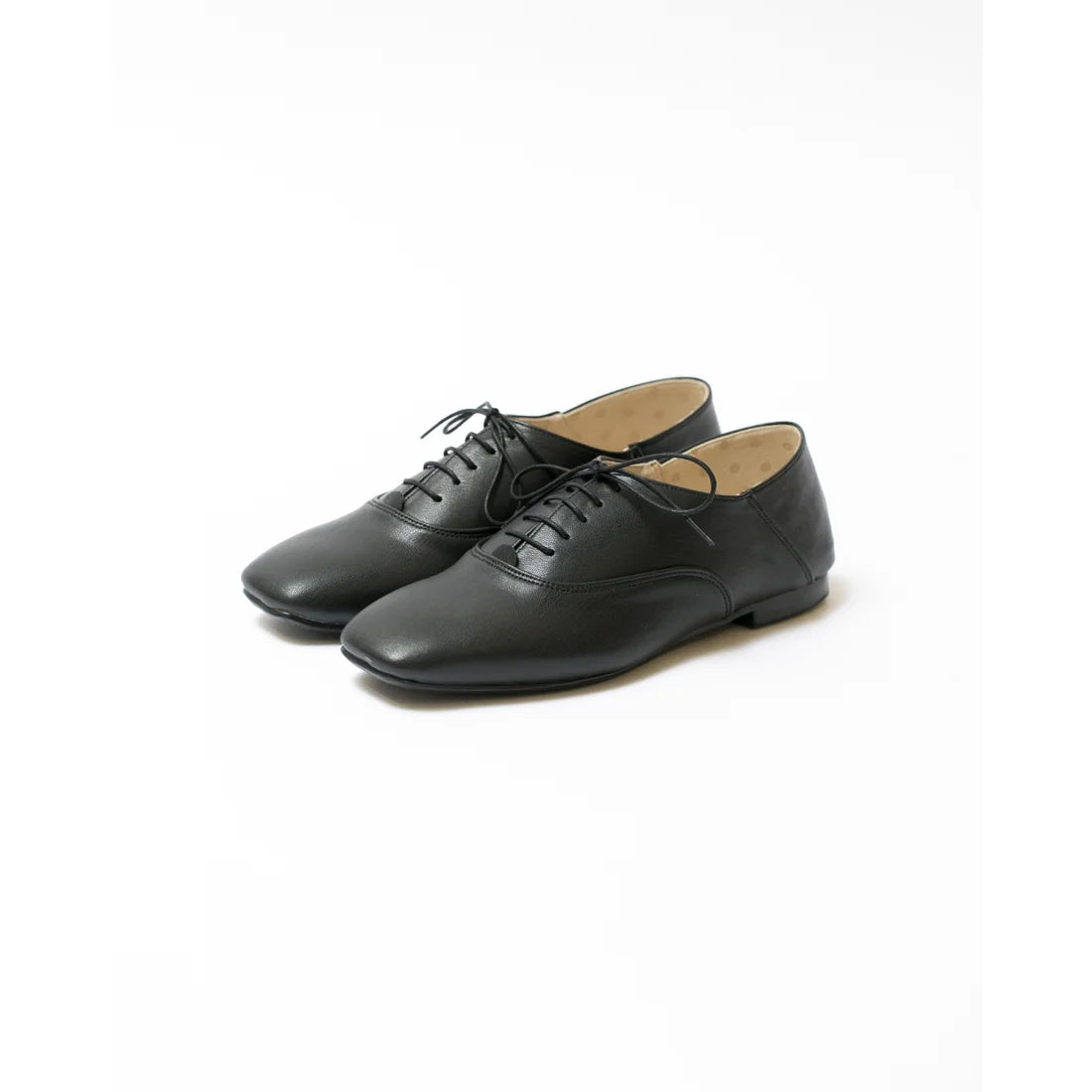 日本製 【蘋果皮】【防水】Emma Francis平底繫帶鞋（黑蘋果皮光滑）(03d-AP 101)(black apple leather smooth)(ブラック アップルレザースムース）