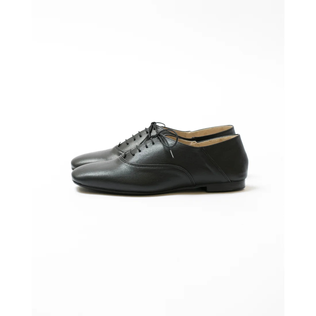 日本製 【蘋果皮】【防水】Emma Francis平底繫帶鞋（黑蘋果皮光滑）(03d-AP 101)(black apple leather smooth)(ブラック アップルレザースムース）