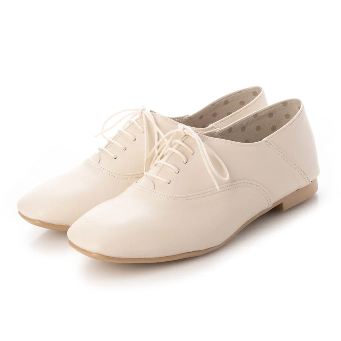 日本製 【蘋果皮】【防水】Emma Francis平底繫帶鞋（象牙蘋果皮光滑）(03d-AP 177)(ivory apple leather smooth)(アイボリー アップルレザースムース）