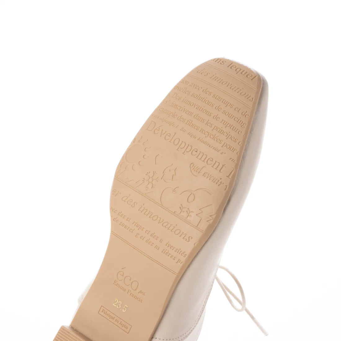 日本製 【蘋果皮】【防水】Emma Francis平底繫帶鞋（象牙蘋果皮光滑）(03d-AP 177)(ivory apple leather smooth)(アイボリー アップルレザースムース）
