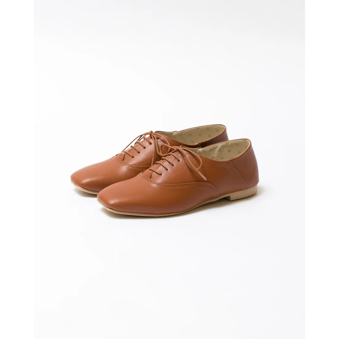 日本製 【蘋果皮】【防水】Emma Francis平底繫帶鞋（駝色蘋果皮光滑）(03d-AP 186)(camel apple leather smooth)(キャメル アップルレザースムース)