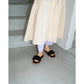 日本製【蘋果皮】【防水】Emma Francis 褶皺厚軟墊鞋墊平底涼鞋 ( 1032a-AP 101 )(Black apple leather)（ブラック アップルレザー)