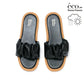 日本製【蘋果皮】【防水】Emma Francis 褶皺厚軟墊鞋墊平底涼鞋 ( 1032a-AP 101 )(Black apple leather)（ブラック アップルレザー)