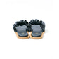日本製【蘋果皮】【防水】Emma Francis 褶皺厚軟墊鞋墊平底涼鞋 ( 1032a-AP 101 )(Black apple leather)（ブラック アップルレザー)