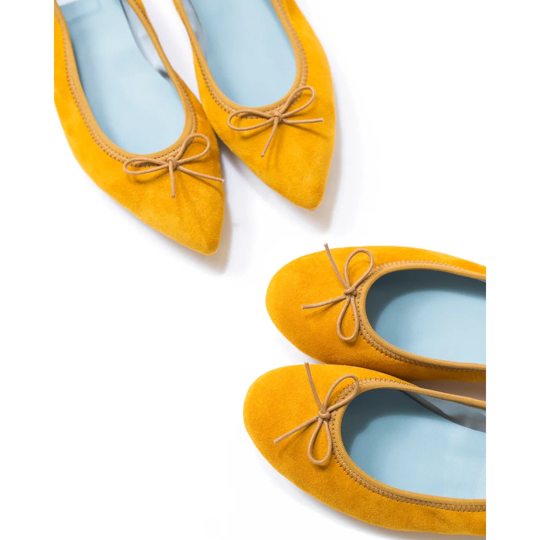 日本製【珍珠色調防水】Emma Francis圓頭平底芭蕾舞鞋(02b-L 132)(Mustard leather suede)（マスタード レザースエード）