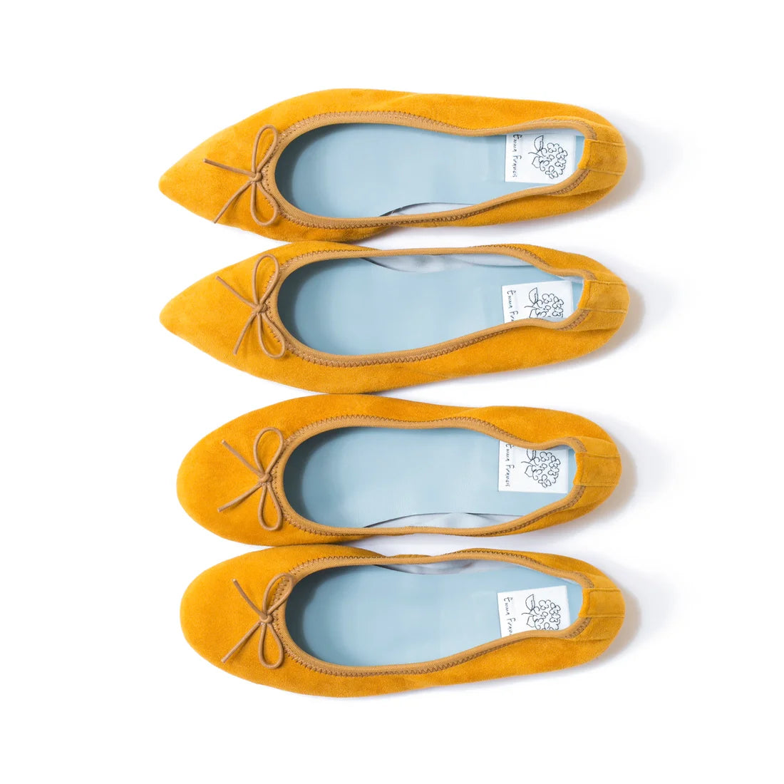 日本製【珍珠色調防水】Emma Francis圓頭平底芭蕾舞鞋(02b-L 132)(Mustard leather suede)（マスタード レザースエード）