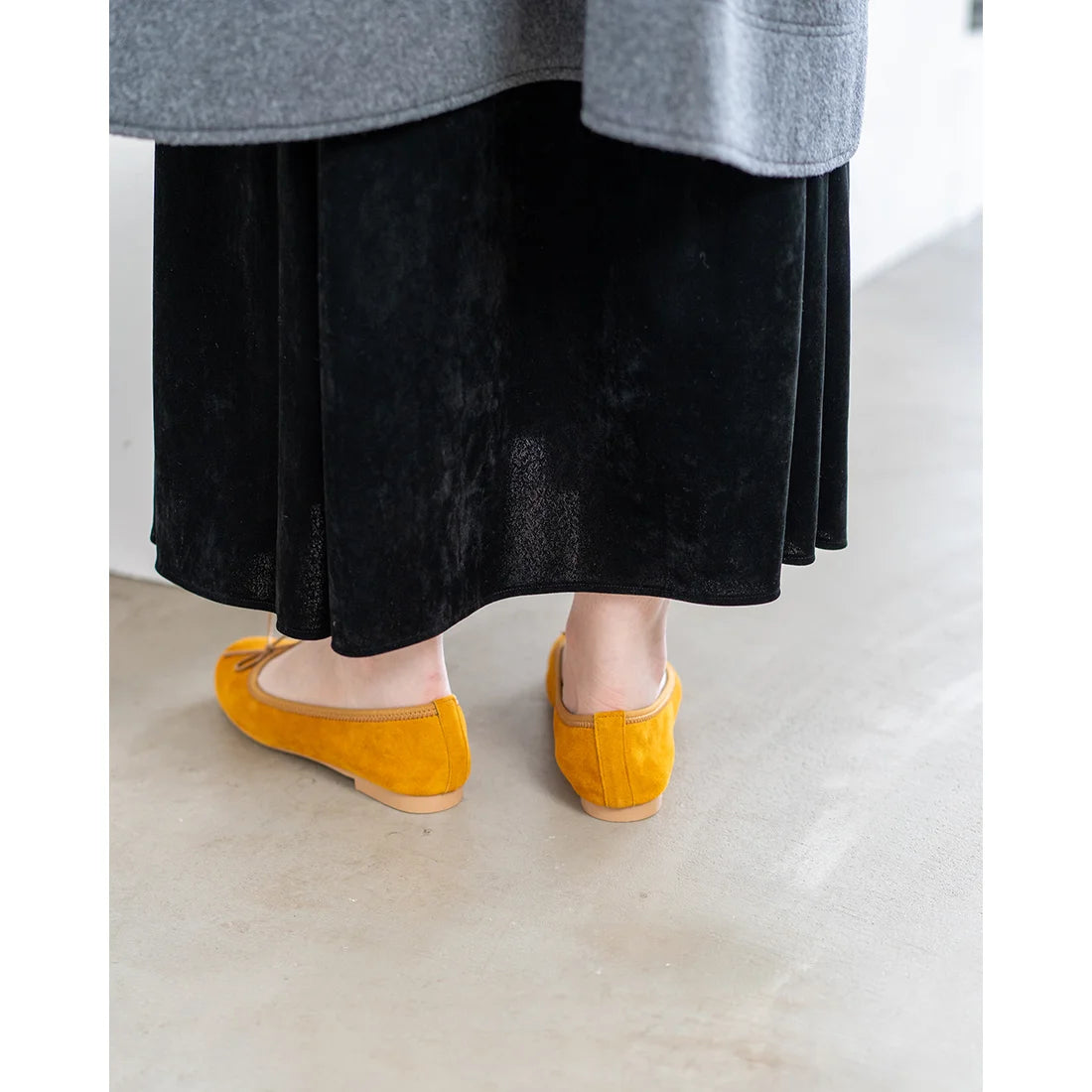 日本製【珍珠色調防水】Emma Francis圓頭平底芭蕾舞鞋(02b-L 132)(Mustard leather suede)（マスタード レザースエード）
