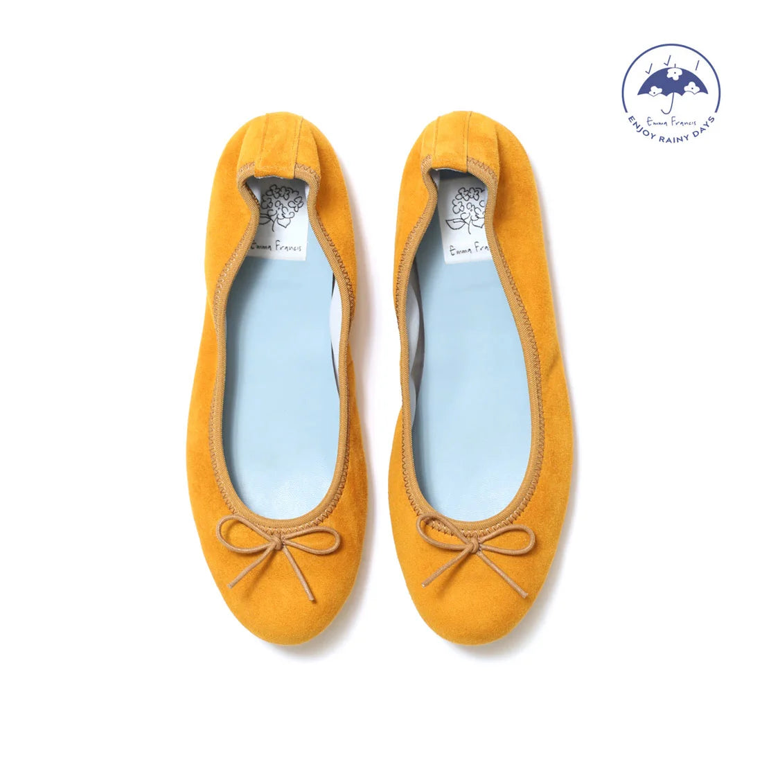 日本製【珍珠色調防水】Emma Francis圓頭平底芭蕾舞鞋(02b-L 132)(Mustard leather suede)（マスタード レザースエード）