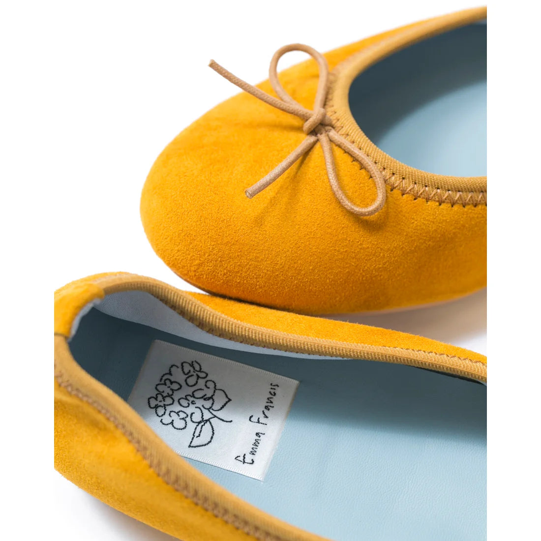 日本製【珍珠色調防水】Emma Francis圓頭平底芭蕾舞鞋(02b-L 132)(Mustard leather suede)（マスタード レザースエード）