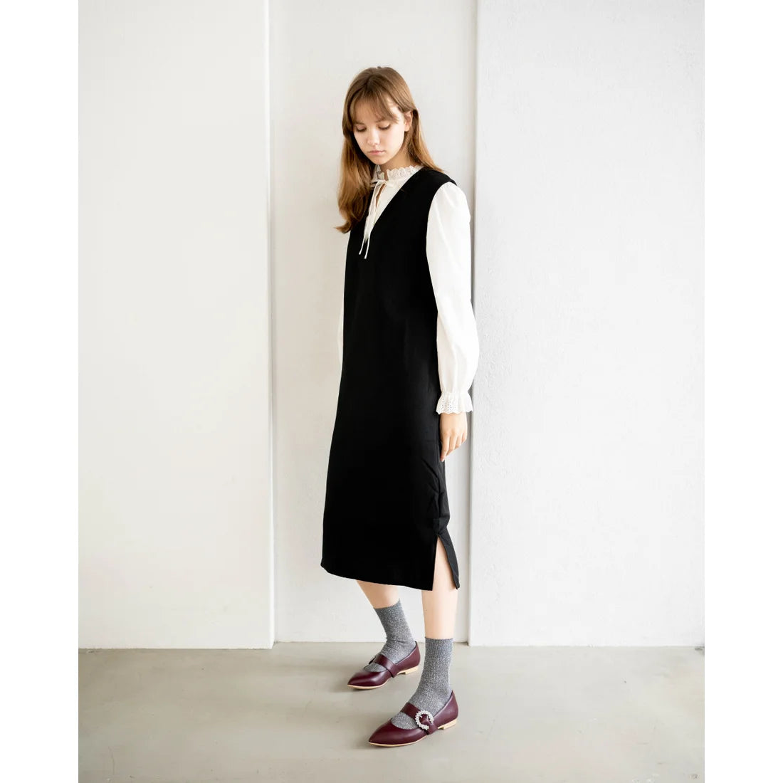 日本製 Emma Francis 尖頭平帶高跟鞋(01u-P 183)(Bordeaux smooth)（ボルドー スムース）