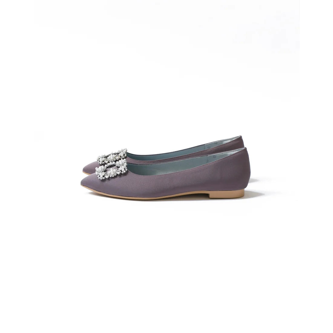 日本製 Emma Francis 平底珠寶搭扣高跟鞋(01t-ST 155)(Charcoal gray satin)（チャコールグレー サテン）