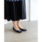 日本製 Emma Francis 平底珠寶搭扣高跟鞋(01t-ST 117)(Navy Satin)(ネイビー サテン）