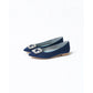 日本製 Emma Francis 平底珠寶搭扣高跟鞋(01t-ST 117)(Navy Satin)(ネイビー サテン）