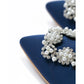 日本製 Emma Francis 平底珠寶搭扣高跟鞋(01t-ST 117)(Navy Satin)(ネイビー サテン）