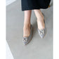 日本製 Emma Francis 平底珠寶搭扣高跟鞋(01t-ST 153)(Gray satin)（グレー サテン）