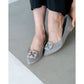 日本製 Emma Francis 平底珠寶搭扣高跟鞋(01t-ST 153)(Gray satin)（グレー サテン）