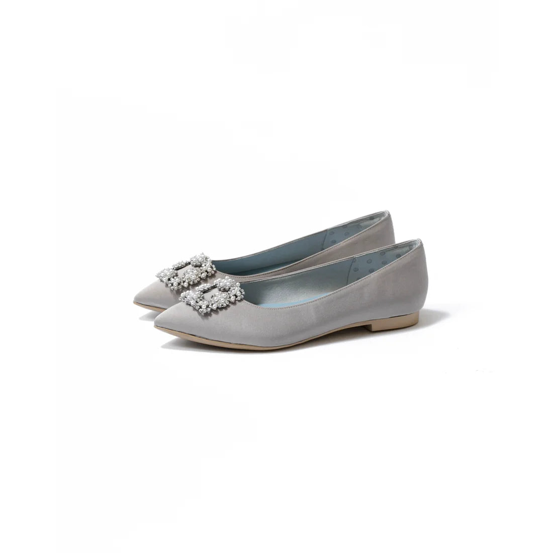 日本製 Emma Francis 平底珠寶搭扣高跟鞋(01t-ST 153)(Gray satin)（グレー サテン）