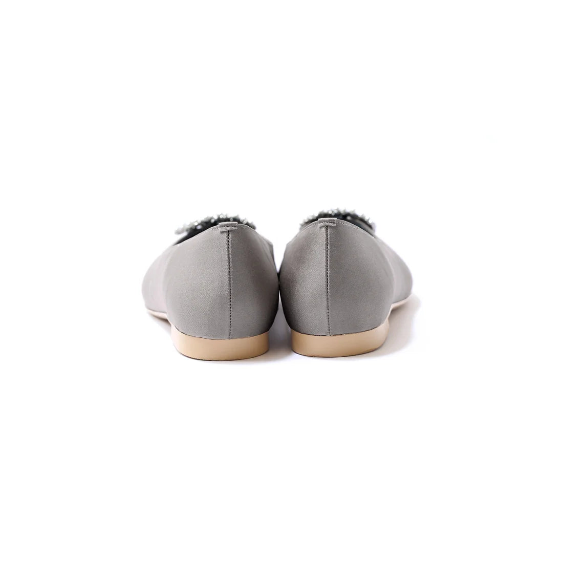 日本製 Emma Francis 平底珠寶搭扣高跟鞋(01t-ST 153)(Gray satin)（グレー サテン）