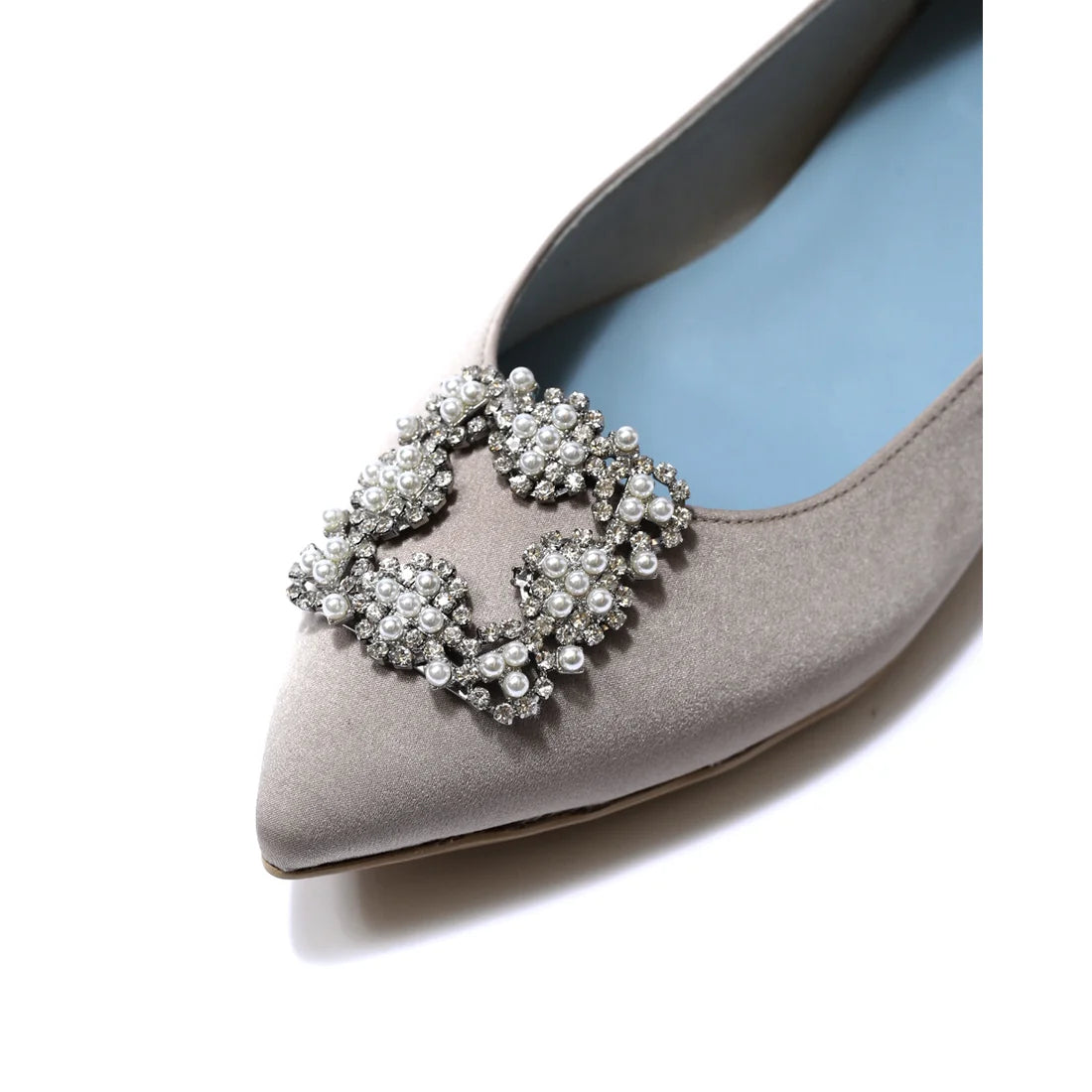 日本製 Emma Francis 平底珠寶搭扣高跟鞋(01t-ST 153)(Gray satin)（グレー サテン）