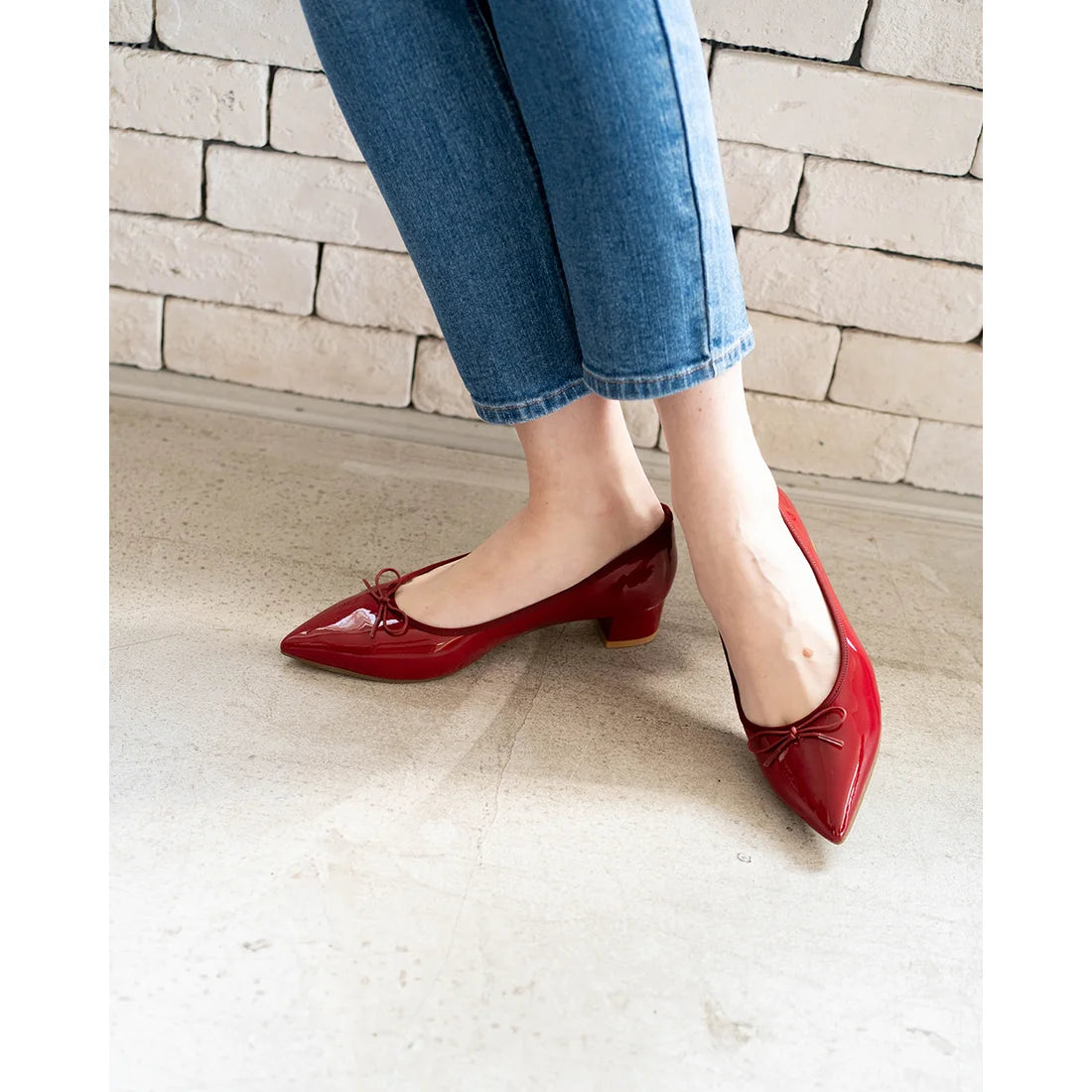 日本製【相容雨天】Emma Francis 尖頭3cm跟芭蕾舞鞋(3002a-E 135)(Red enamel)（レッド エナメル）