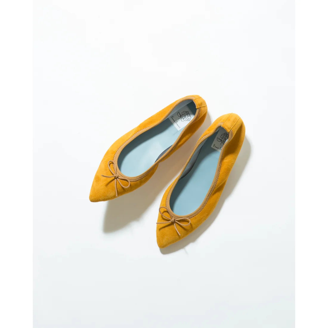 日本製【珍珠色調防水】Emma Francis尖頭平底芭蕾舞鞋(01b-L 132)(Mustard leather suede)（マスタード レザースエード）