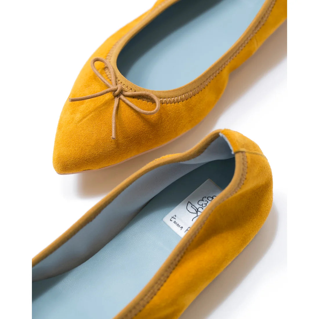 日本製【珍珠色調防水】Emma Francis尖頭平底芭蕾舞鞋(01b-L 132)(Mustard leather suede)（マスタード レザースエード）