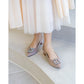日本製 Emma Francis 尖頭3cm跟珠寶搭扣高跟鞋(3002b-ST 108)(Beige gray satin)（ベージュ サテン）