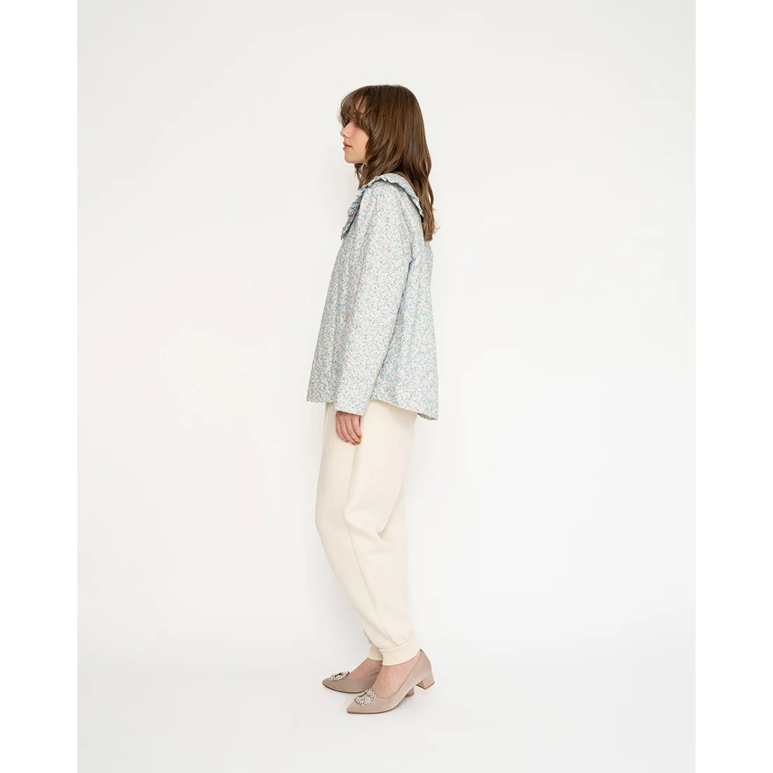 日本製 Emma Francis 尖頭3cm跟珠寶搭扣高跟鞋(3002b-ST 108)(Beige gray satin)（ベージュ サテン）