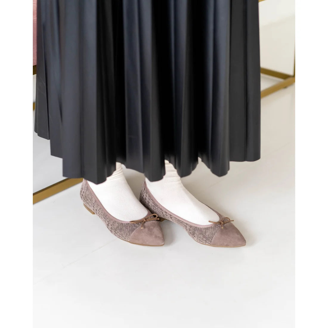 日本製 Emma Francis 平底尖頭漸層芭蕾舞鞋(01l-ZO 155)(Charcoal gray ombre)（チャコールグレー オンブリエ）
