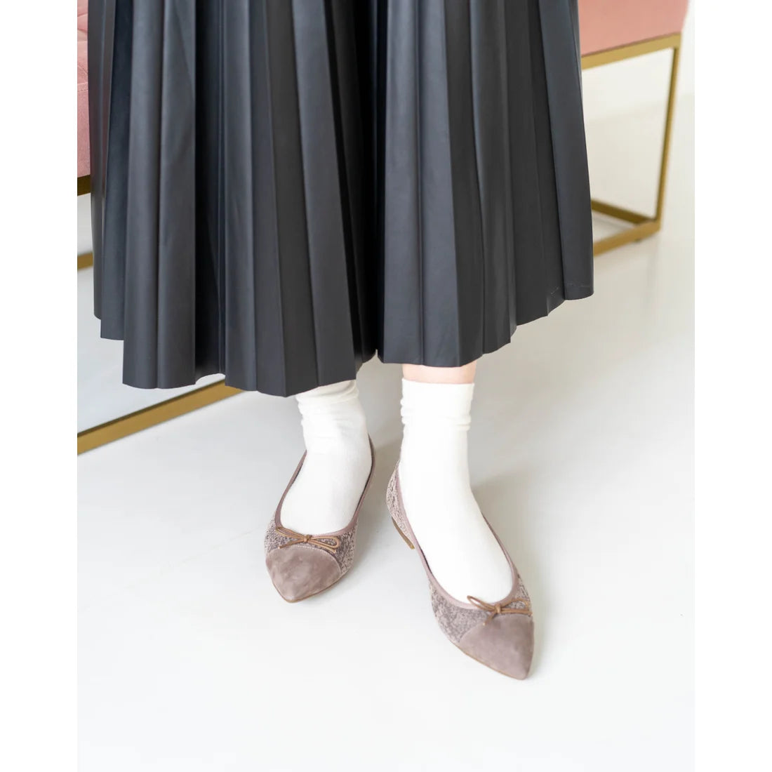 日本製 Emma Francis 平底尖頭漸層芭蕾舞鞋(01l-ZO 155)(Charcoal gray ombre)（チャコールグレー オンブリエ）