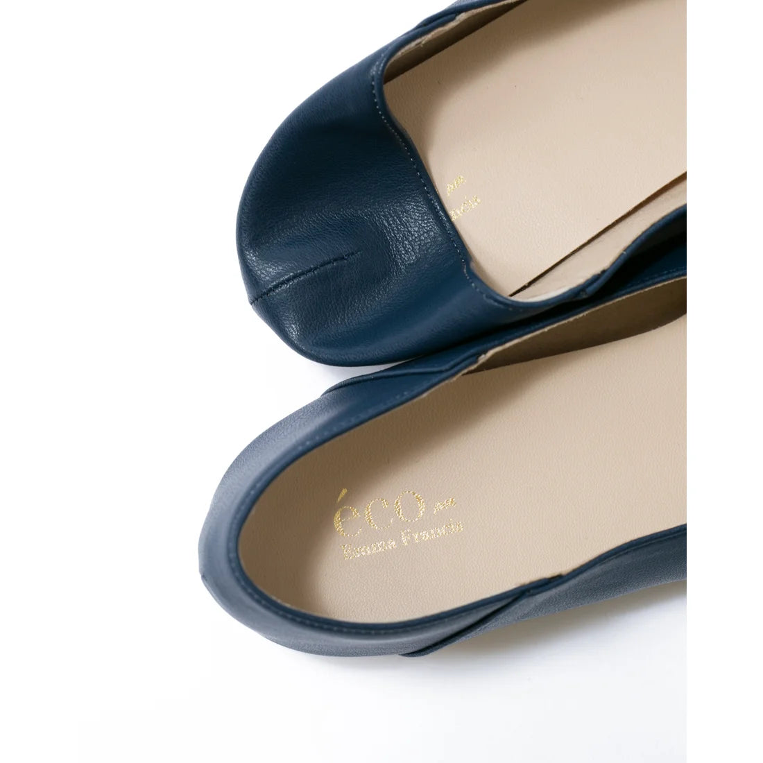 日本製 [蘋果皮][防水]Emma Francis 方頭U型平底鞋(03f-AP 117)(Navy apple leather)（ネイビー アップルレザー）