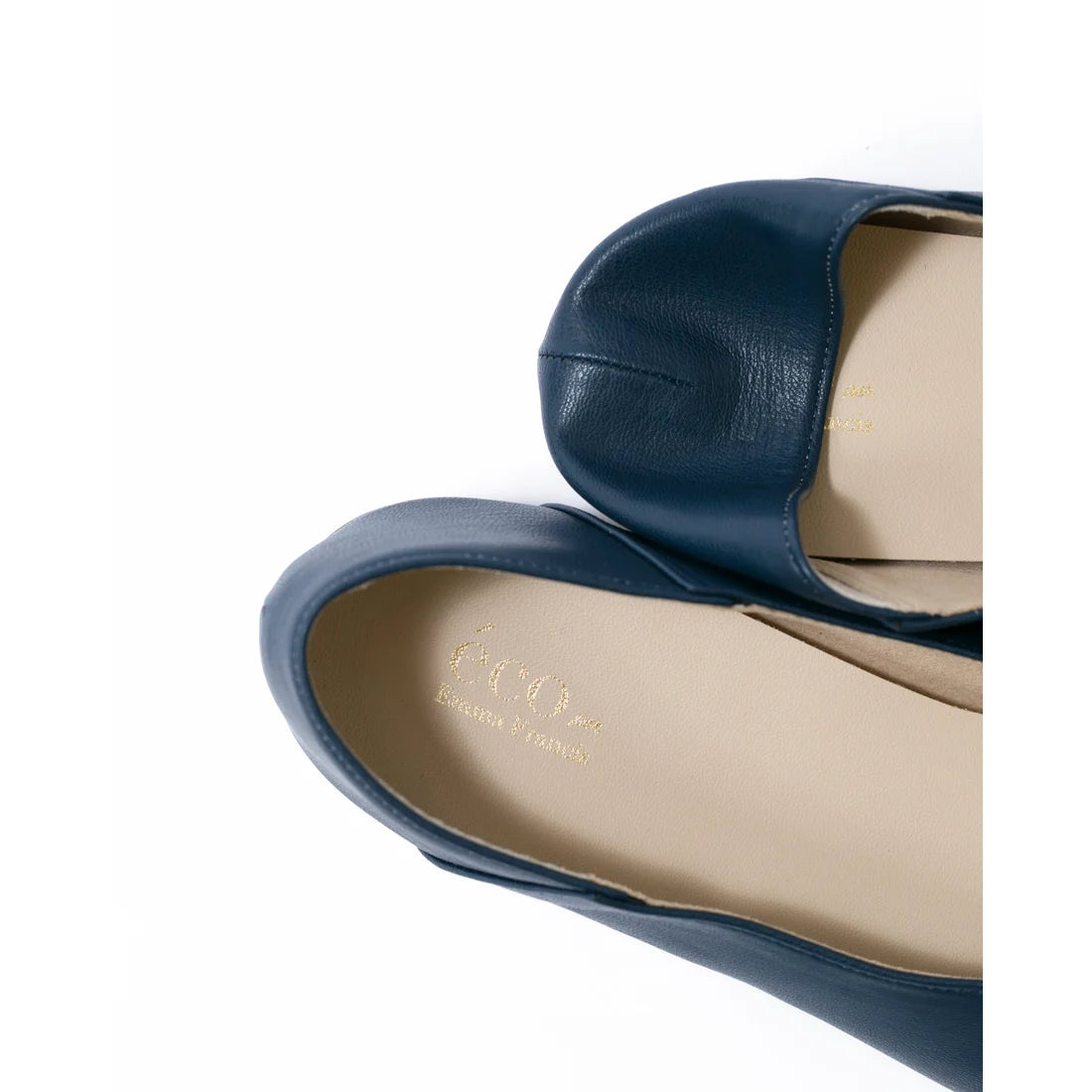 日本製 [蘋果皮][防水]Emma Francis 方頭U型平底鞋(03f-AP 117)(Navy apple leather)（ネイビー アップルレザー）