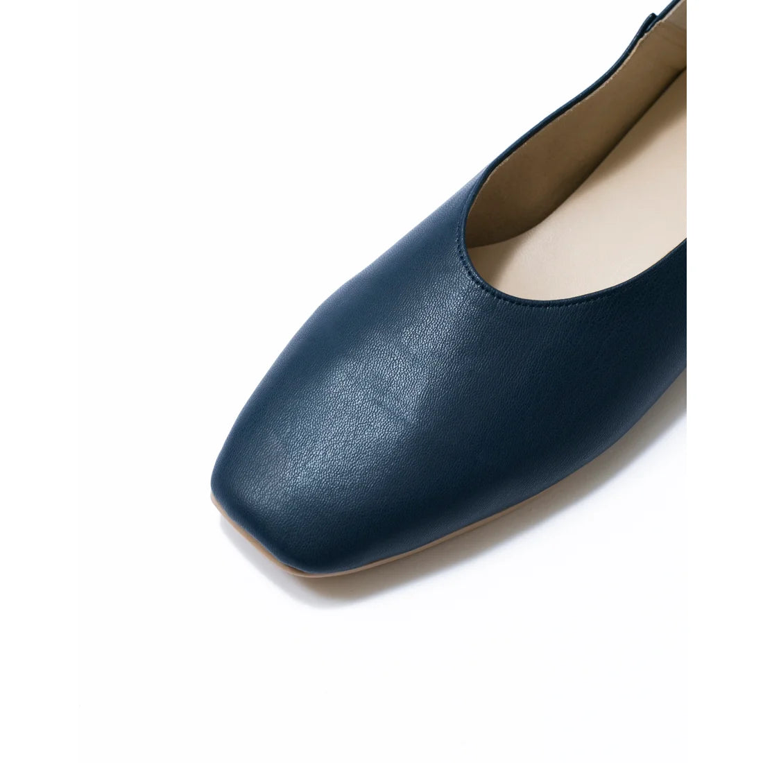 日本製 [蘋果皮][防水]Emma Francis 方頭U型平底鞋(03f-AP 117)(Navy apple leather)（ネイビー アップルレザー）
