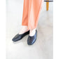 日本製 [蘋果皮][防水]Emma Francis 方頭U型平底鞋(03f-AP 101)(Black apple leather)（ブラック アップルレザー）