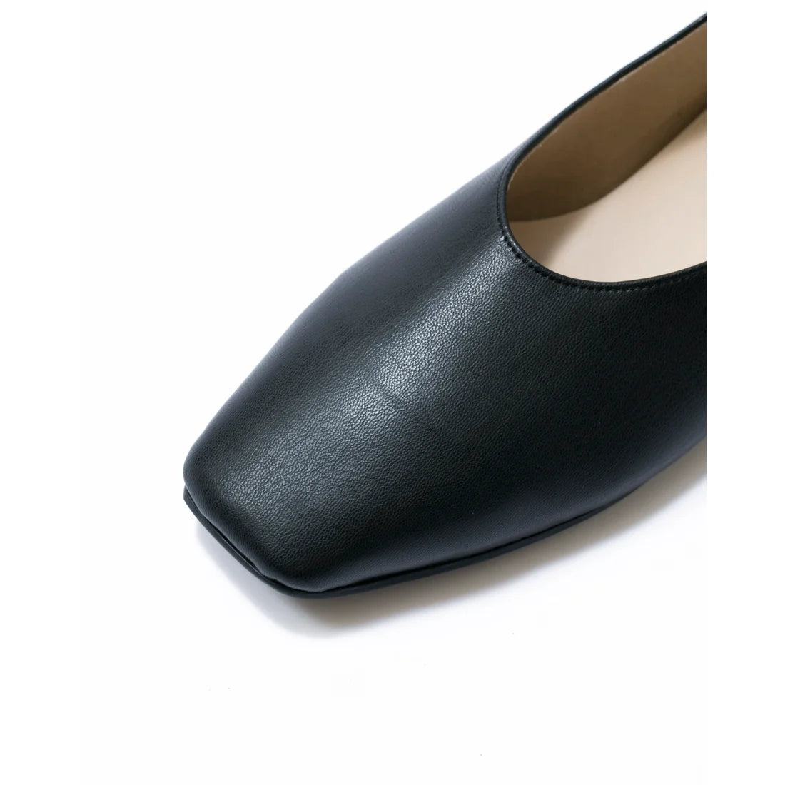 日本製 [蘋果皮][防水]Emma Francis 方頭U型平底鞋(03f-AP 101)(Black apple leather)（ブラック アップルレザー）