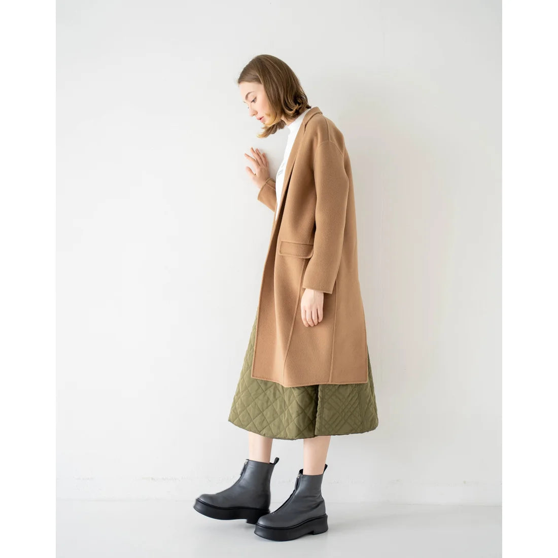 日本製【防水】Emma Francis Volume Sole厚底前拉鍊靴子 (9013a-L 153)(Gray leather)（グレー レザー）
