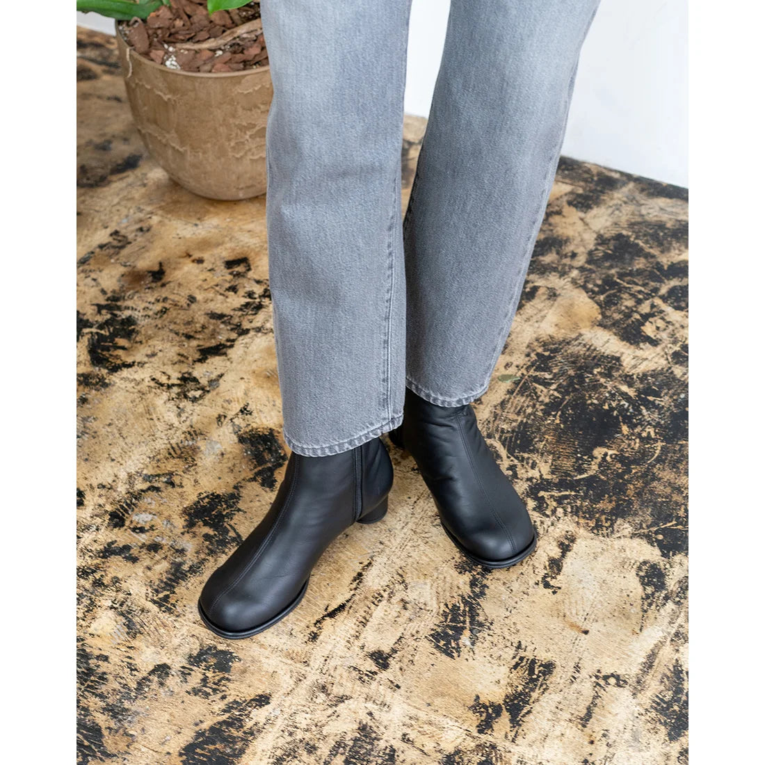 日本製【防水】Emma Francis 素面高跟靴 (9014a-L 101)(Black leather)（ブラック レザー）