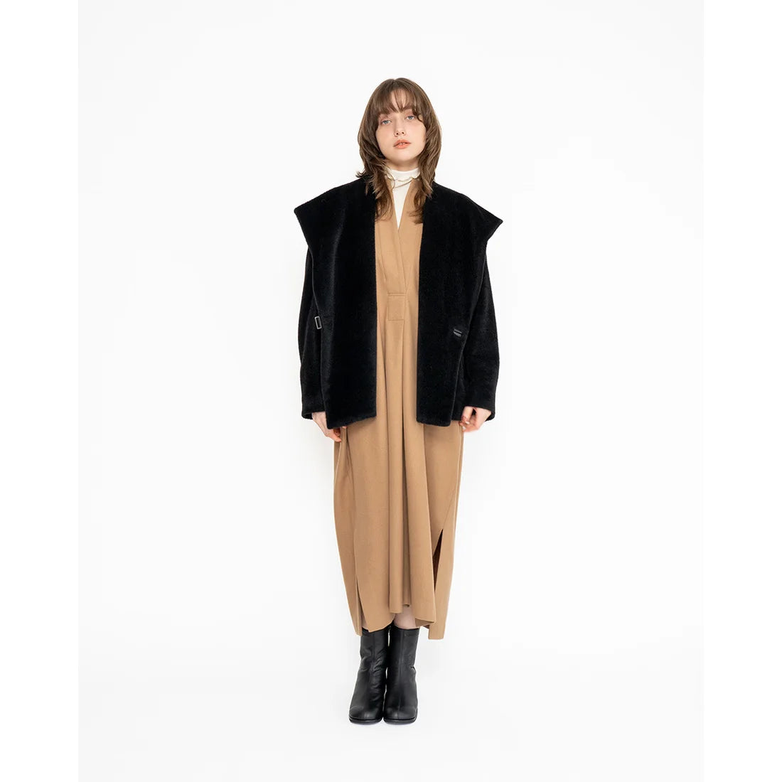 日本製【防水】Emma Francis 素面高跟靴 (9014a-L 101)(Black leather)（ブラック レザー）