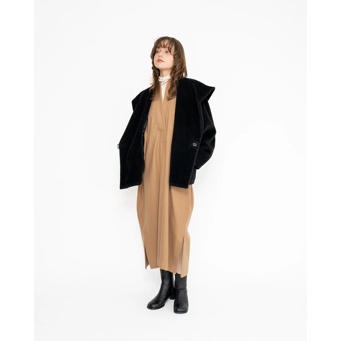 日本製【防水】Emma Francis 素面高跟靴 (9014a-L 101)(Black leather)（ブラック レザー）